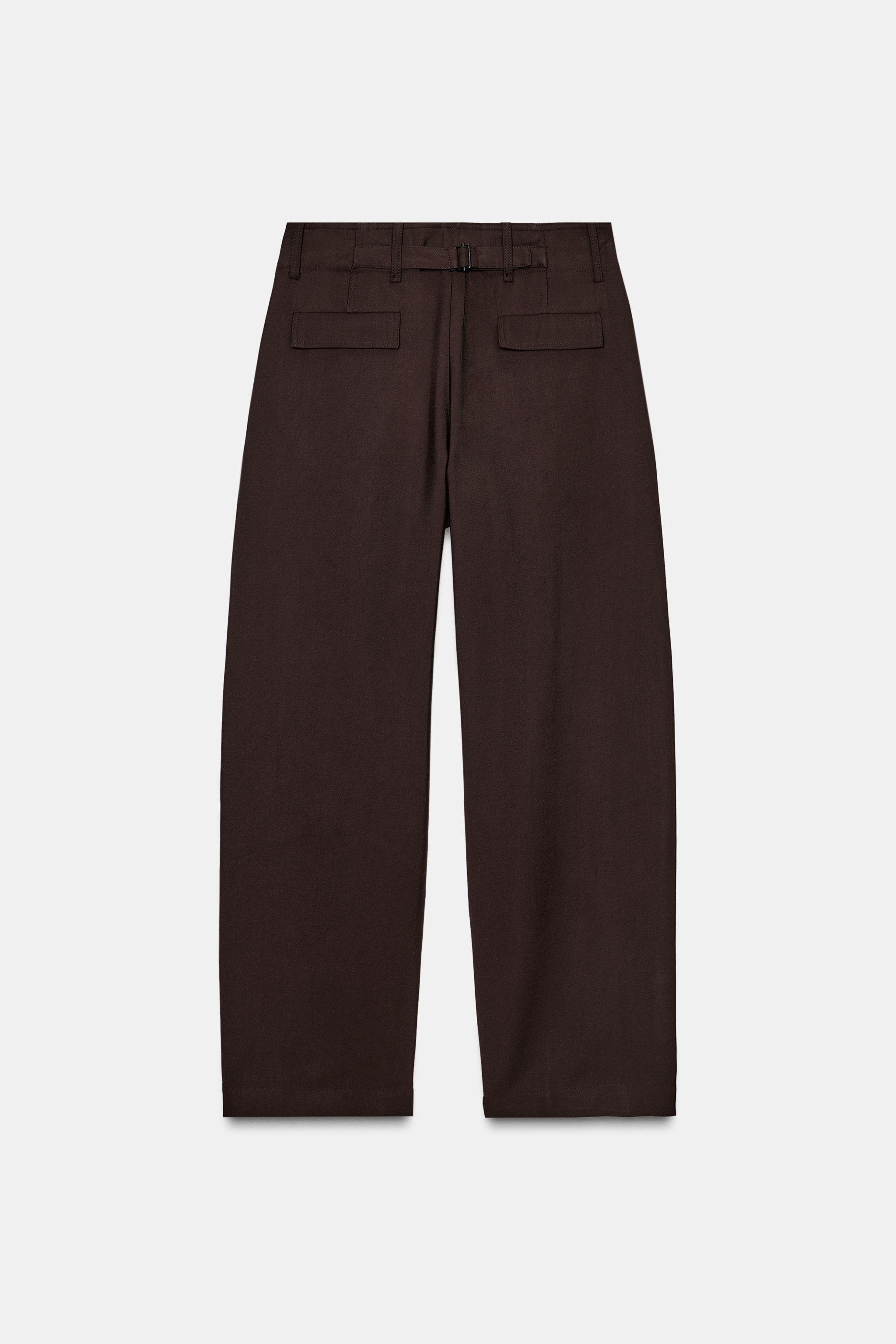ZW COLLECTION CARROT WIDE LEG PANTS WITH BUCKLE